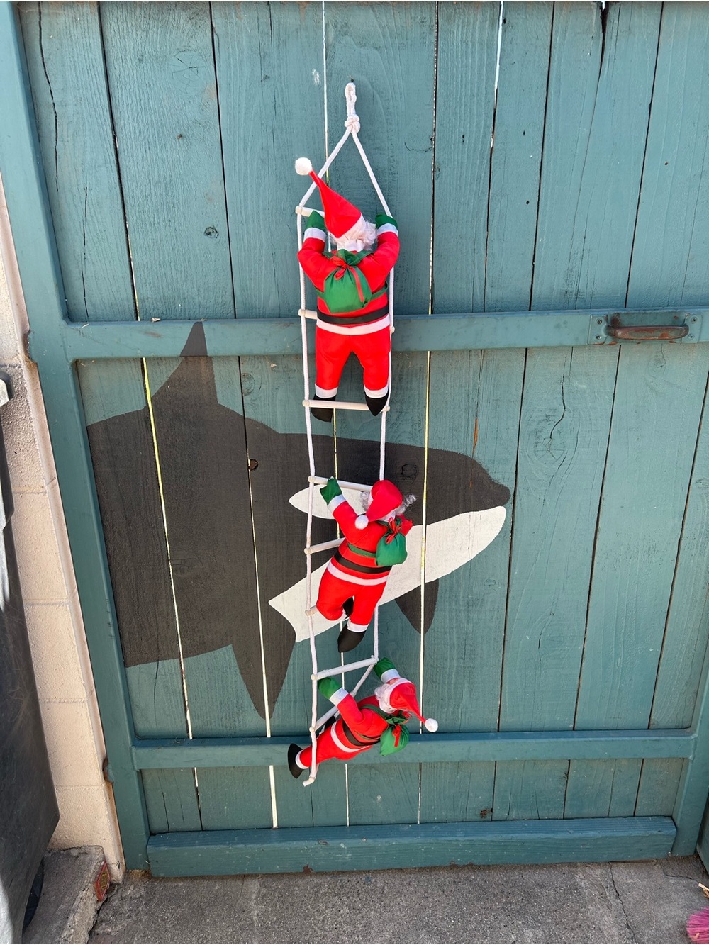 Climbing Santa Ladder Trio Holiday Décor Santa With Presents Sack